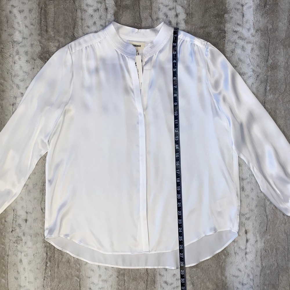 NWT💕L'AGENCE Bianca Silk Charmeuse Blouse in White Size XL - Picture 10 of 14